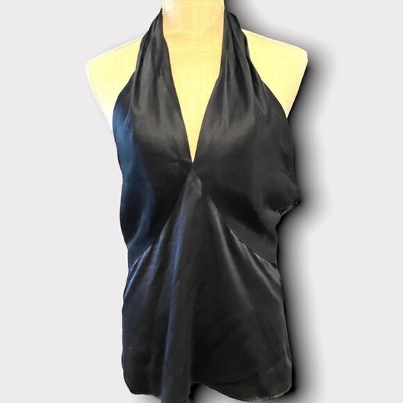 soleil de mer Tops - soleil de mer | EUC navy silk halter size 10
